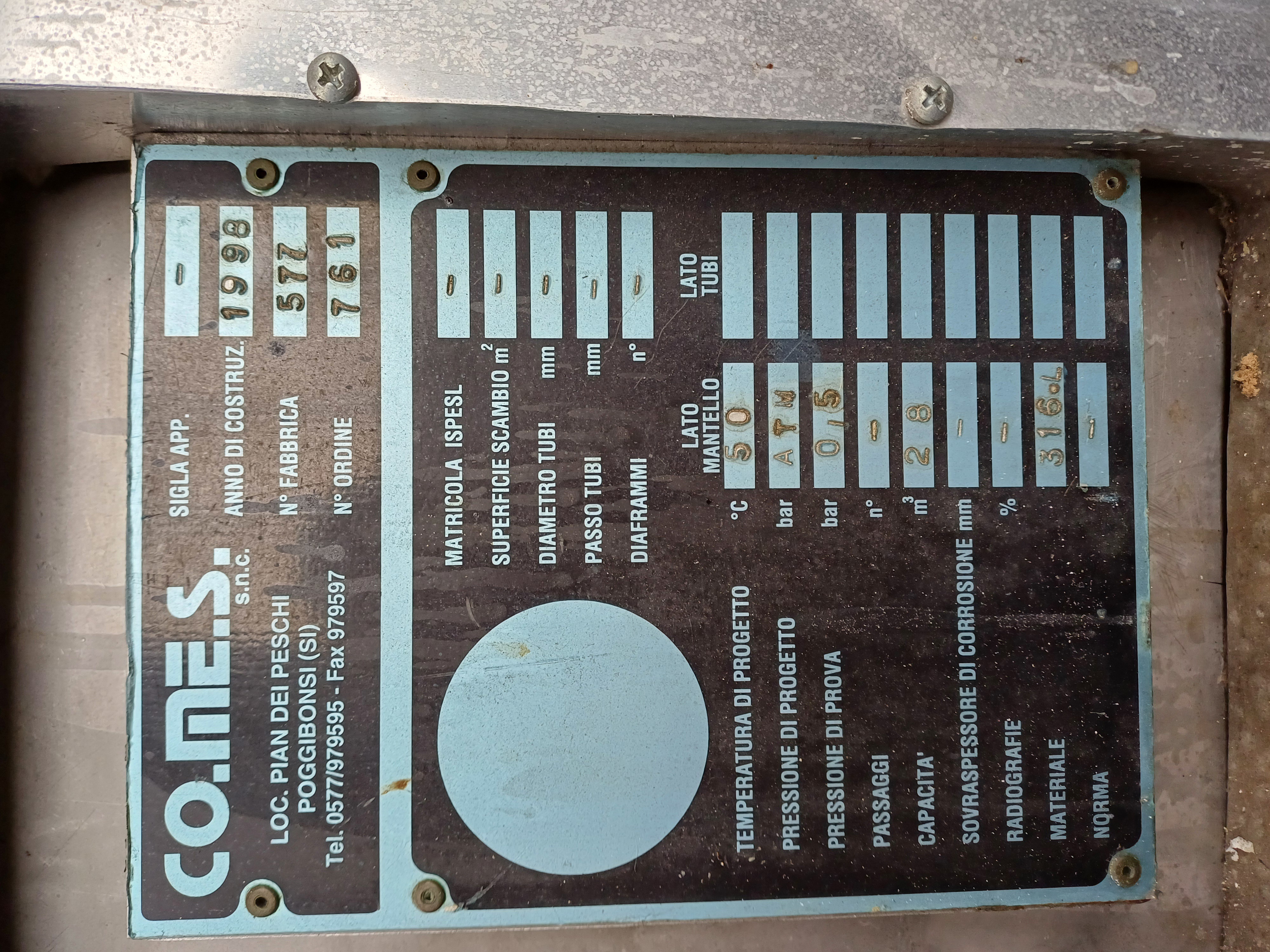 Stainless Steel 304 CO.ME.S s.n.c  Tank - IPP# 246068
