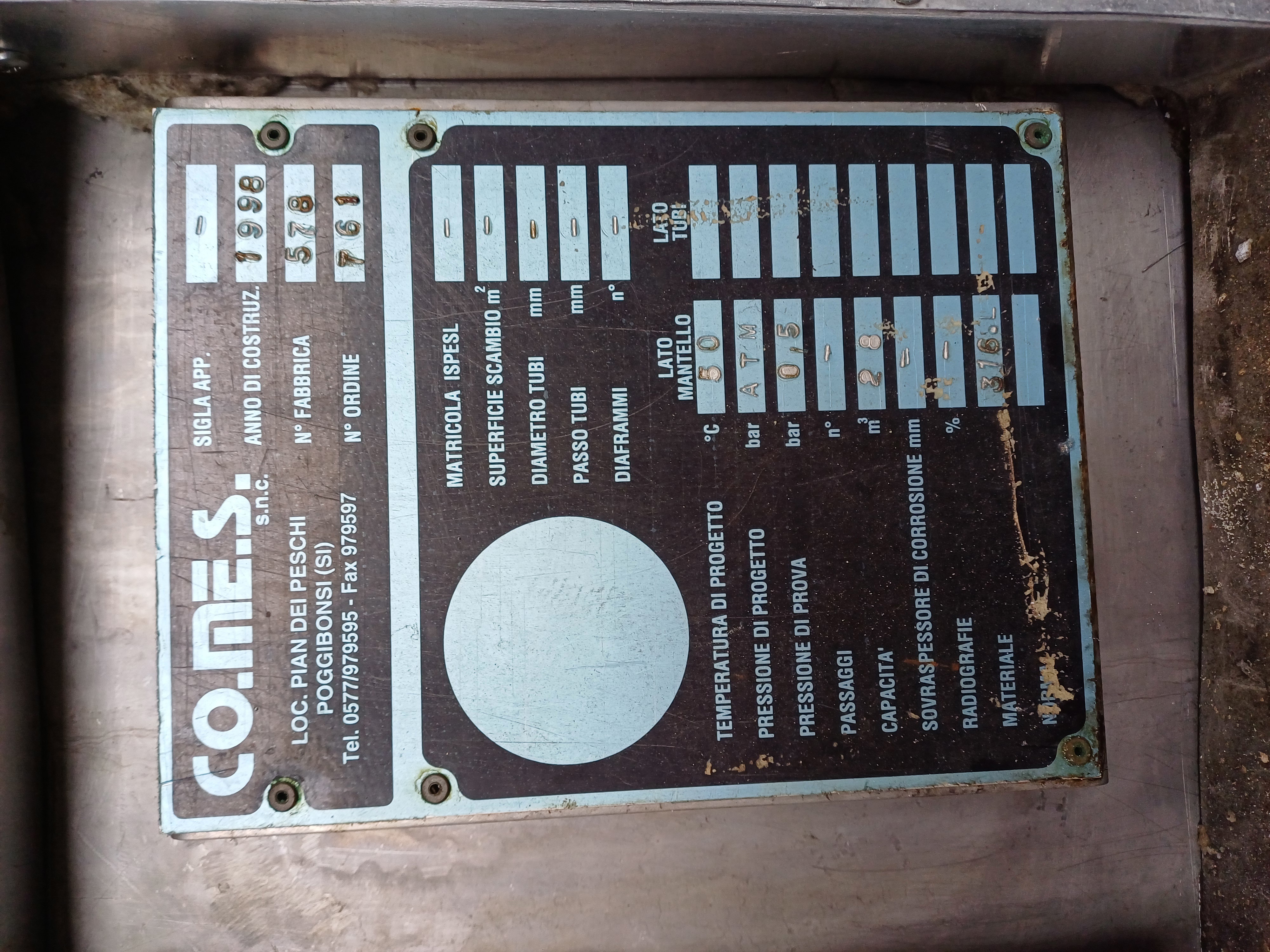 Stainless Steel 304 CO.ME.S s.n.c  Tank - IPP# 246069