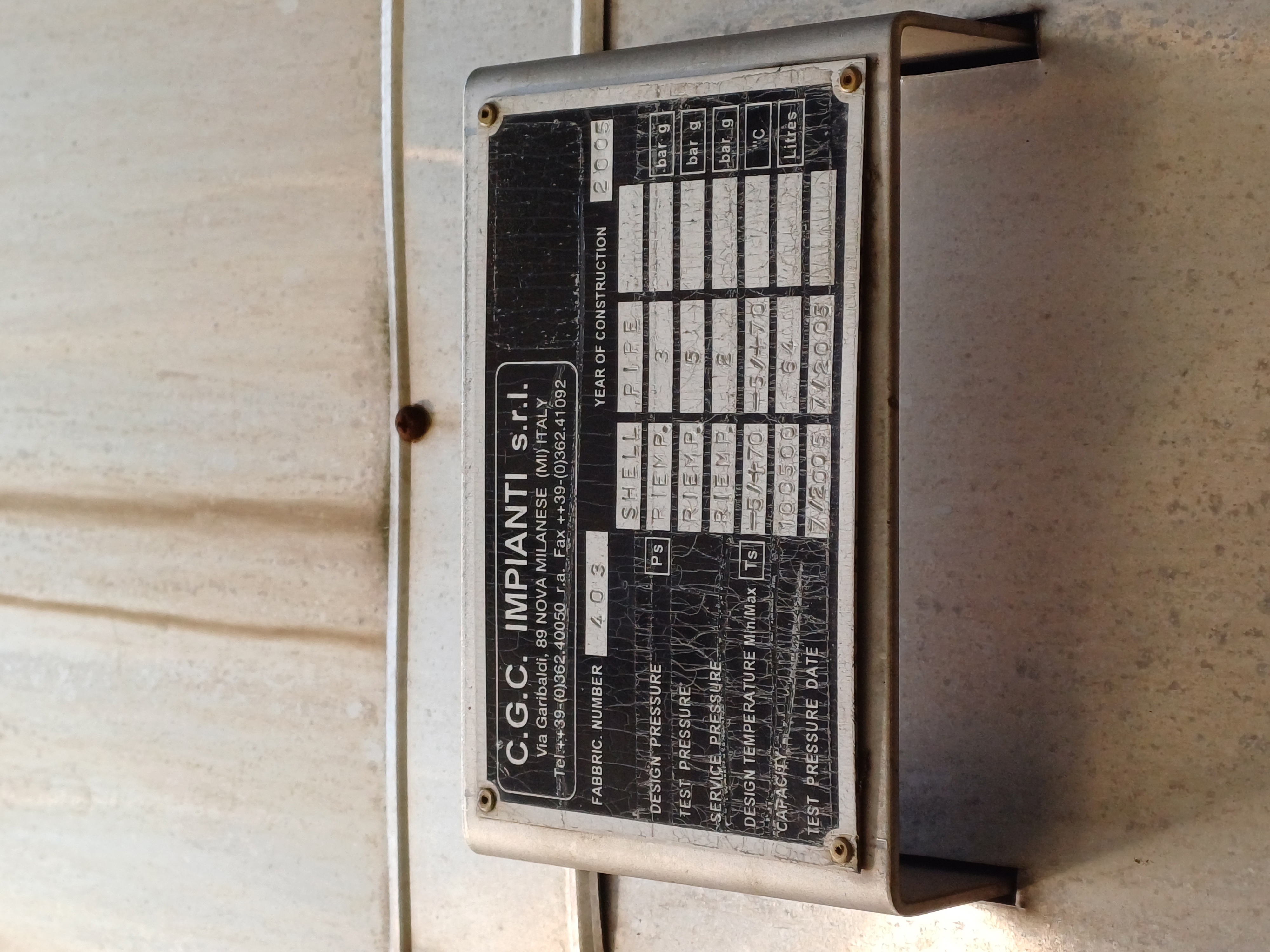 Stainless Steel 304L C.G.C Impianti srl  Tank - IPP# 246097