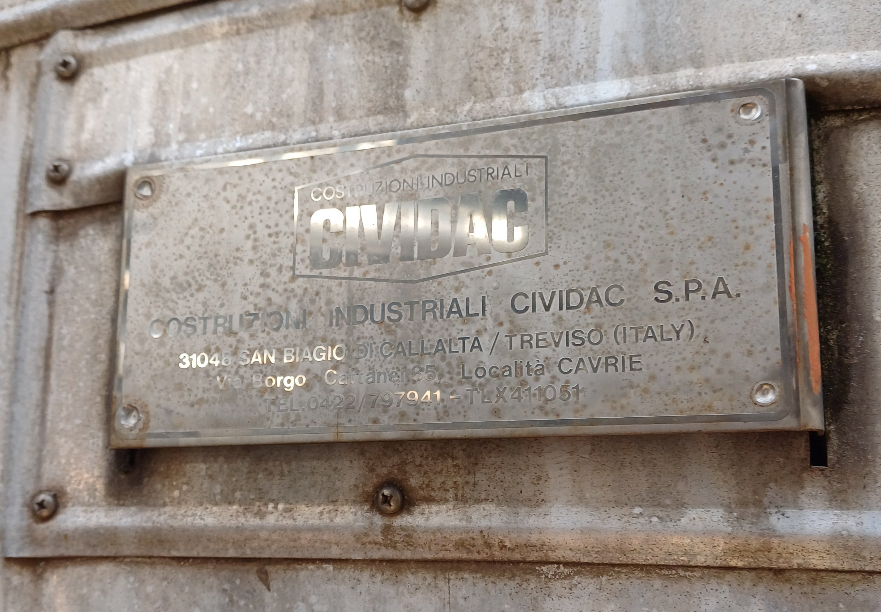Stainless Steel 304 Costruzioni Indurtiali Cibidac spa  Tank - IPP# 246096