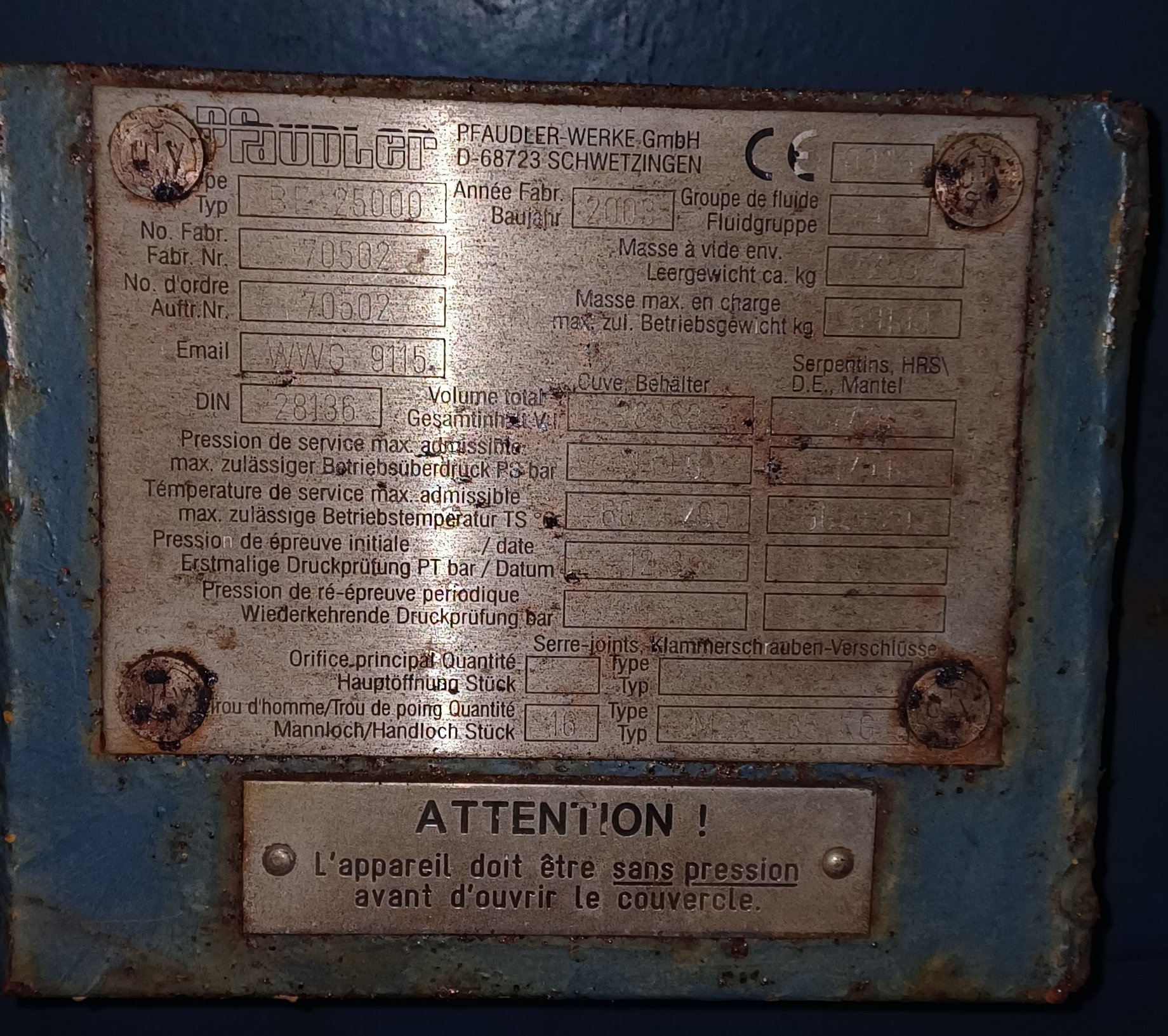 Glasslined Pfaudler BE25000 Batch-Type Agitated Reactor - IPP# 246434