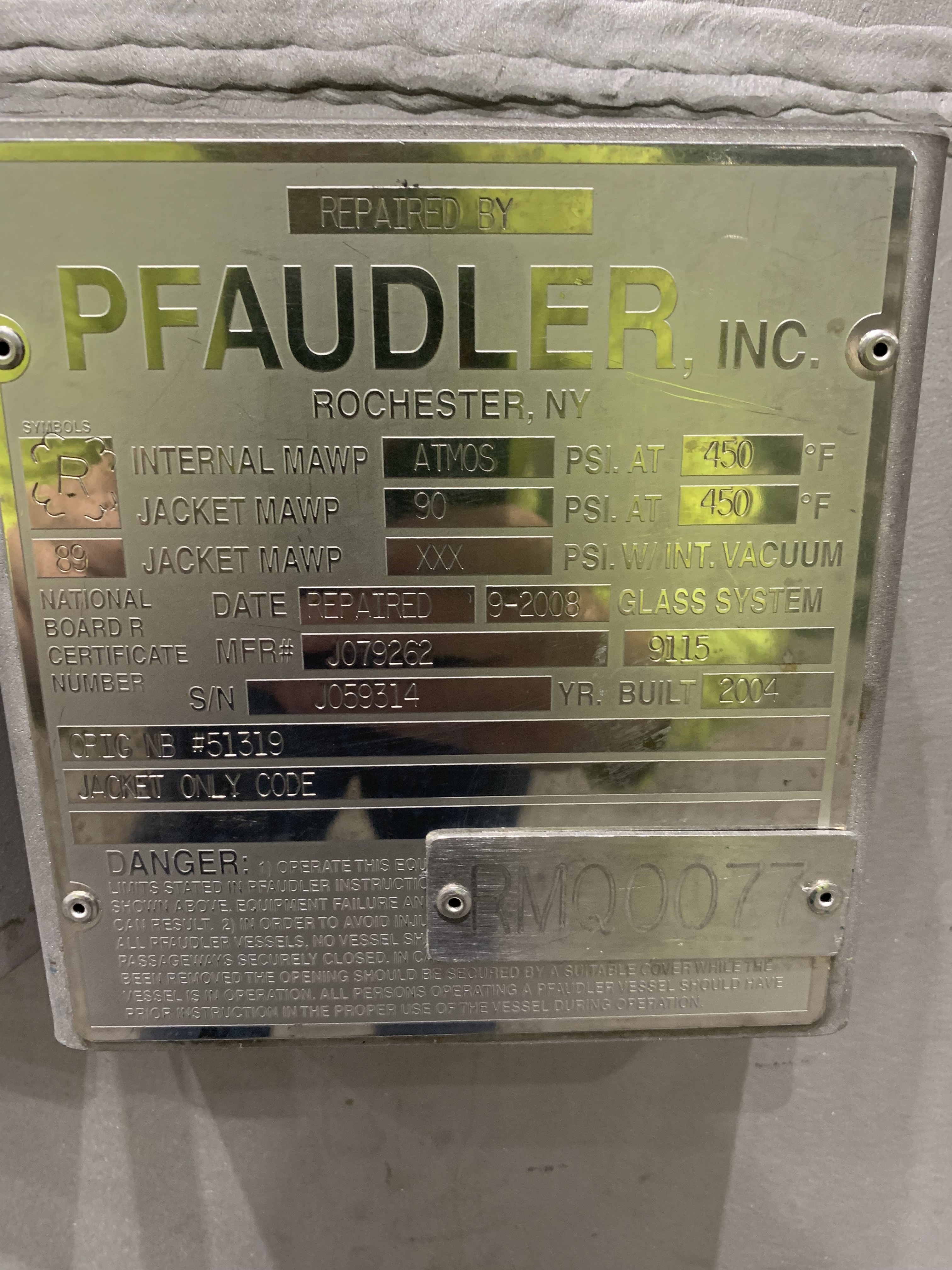 Glasslined Pfaudler RT Tank - IPP# 247318