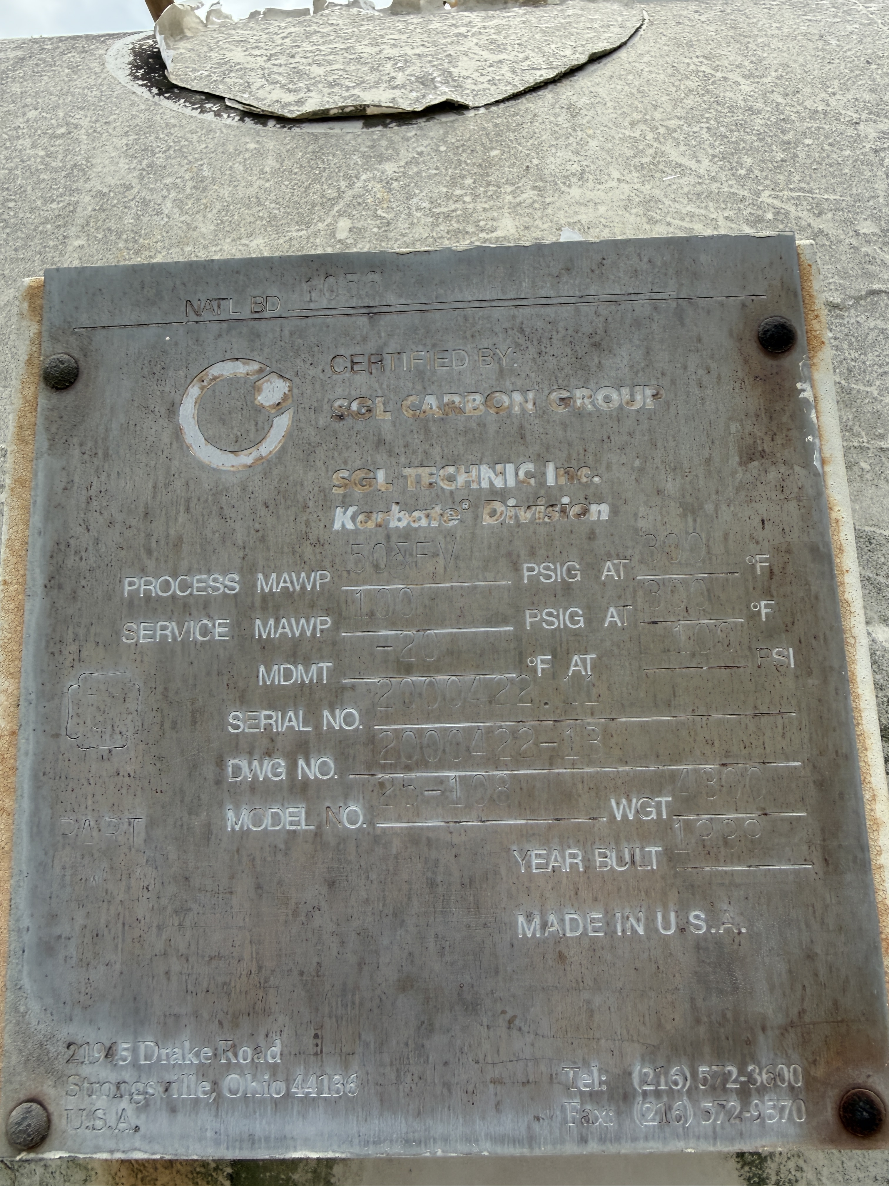 405 ft2 Graphite Block Heat Exchanger - IPP# 248427
