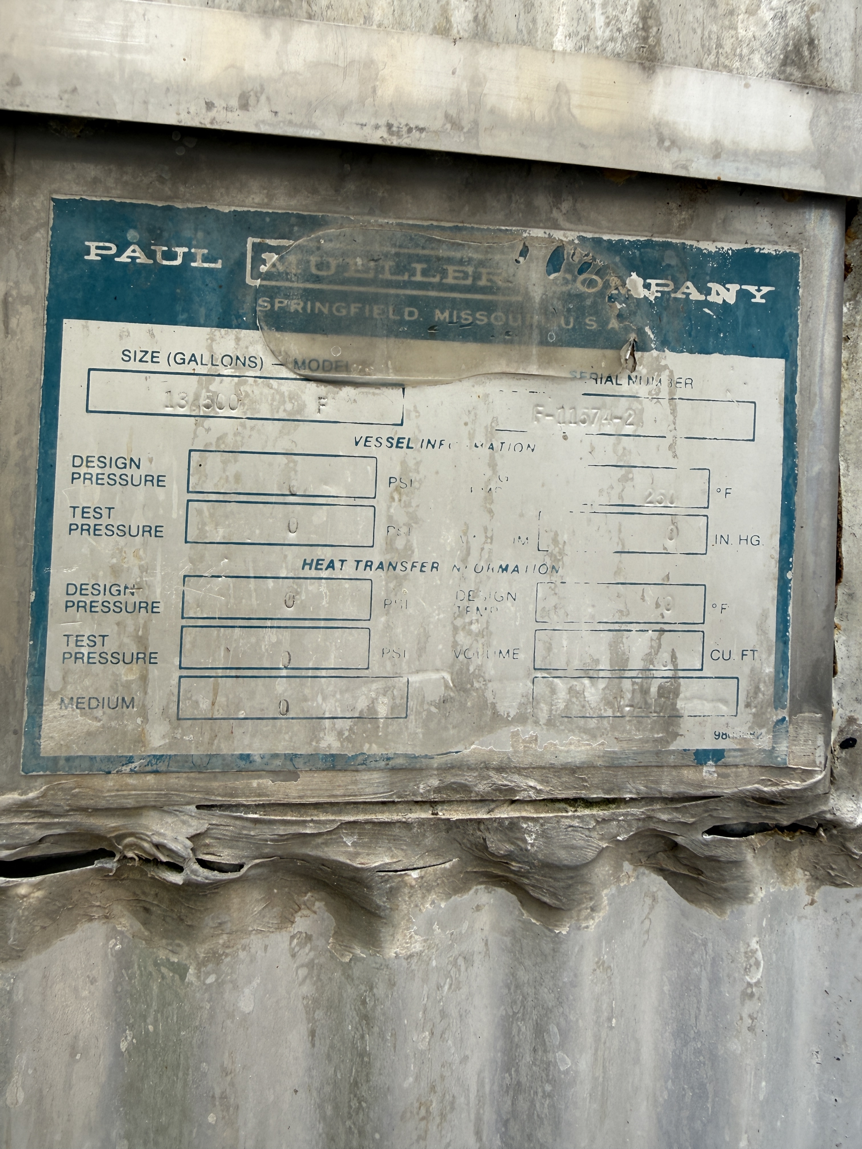 13,500 Gallon Stainless Steel 304 Tank - IPP# 248533