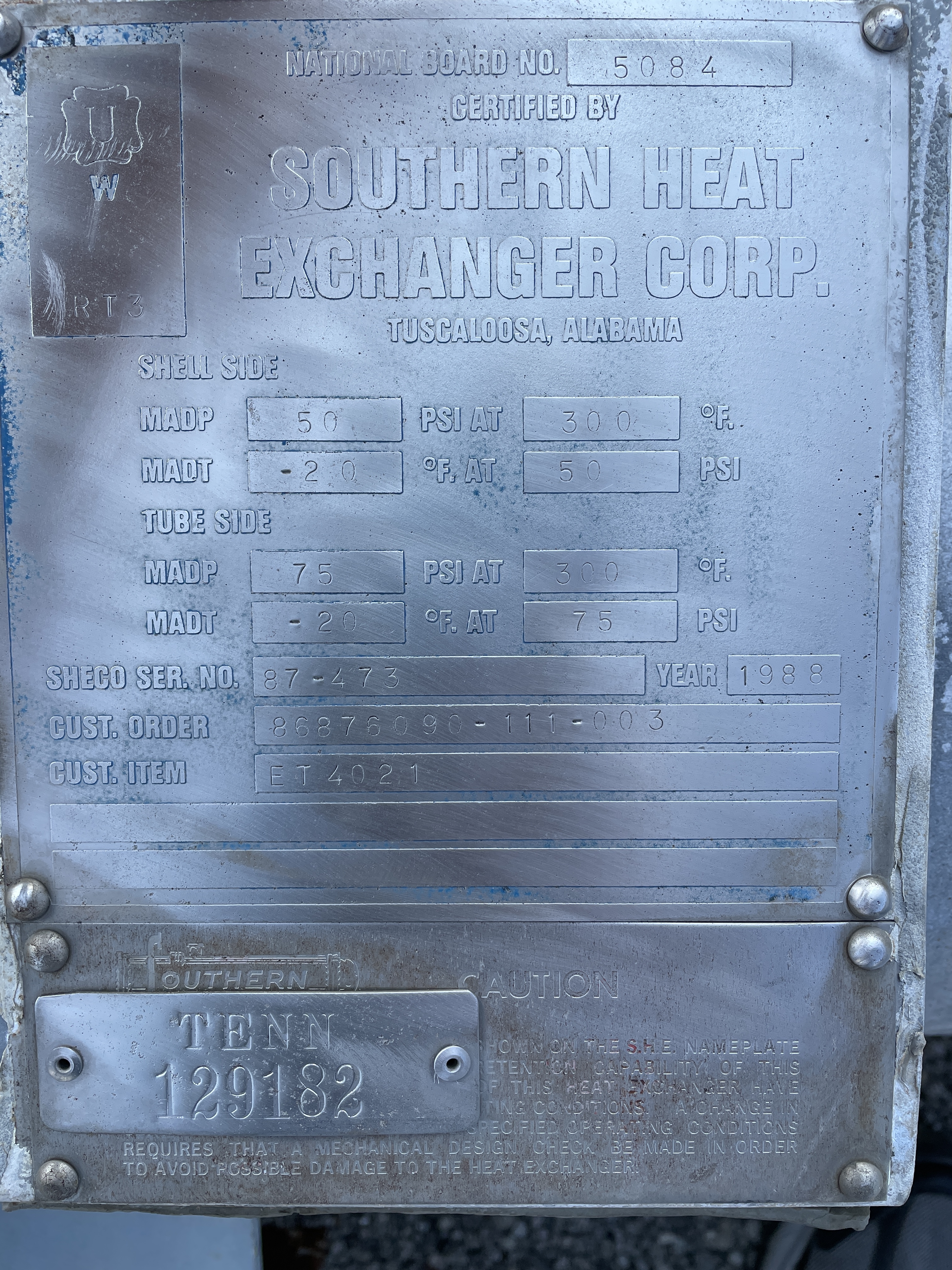 Shell and Tube Heat Exchanger - IPP# 248910