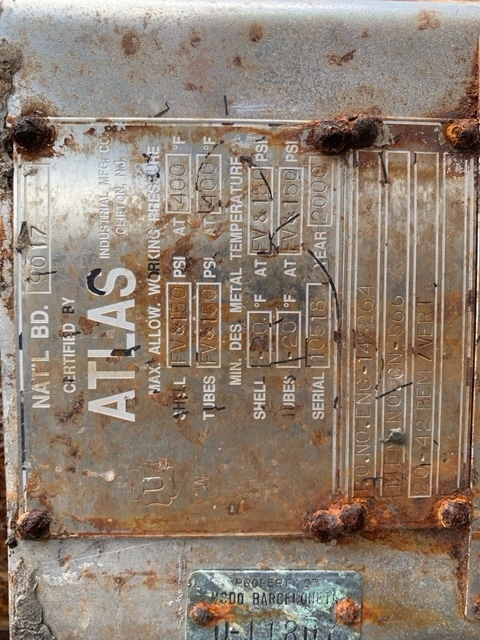 Hastelloy - C276 Atlas Industrial 20-42 BEM Shell and Tube Heat Exchanger - IPP# 241157