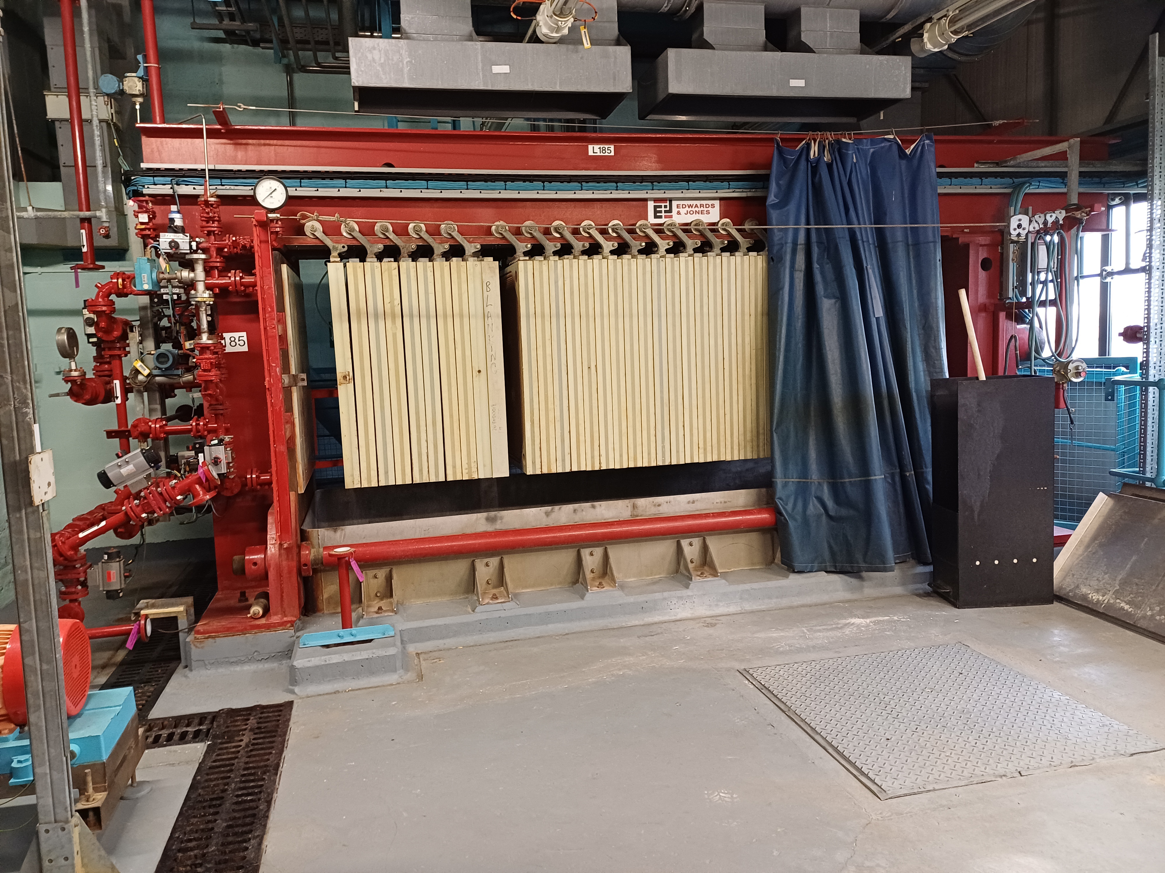 1200mm x 1200mm Polypropylene Membrane Plate Beam Filter Press,, Manufactured by  Edwards and Jones - IPP# 242548