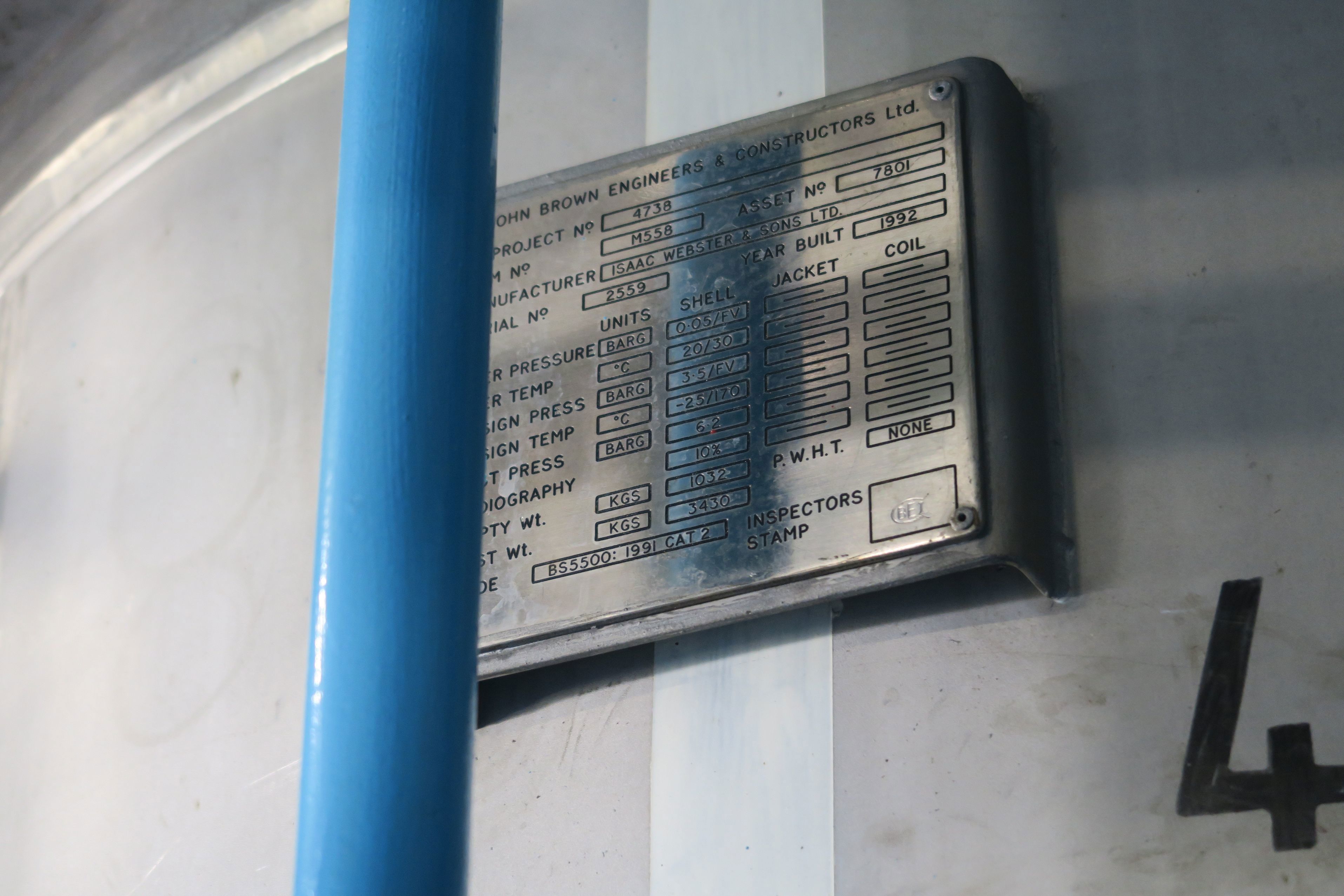 Stainless Steel 316L Isaac Webster and Sons Ltd Tank - IPP# 242554