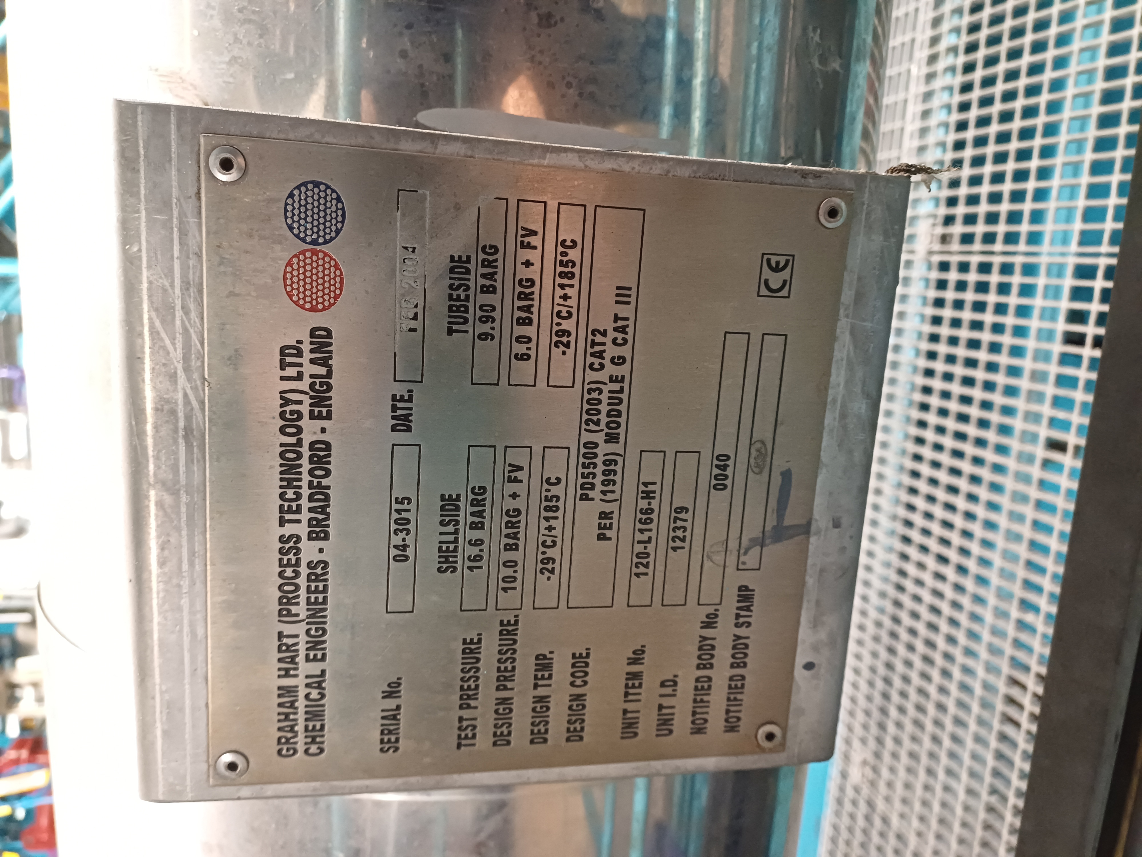 Stainless Steel 316L Graham Hart Ltd BEM Shell and Tube Heat Exchanger - IPP# 242536