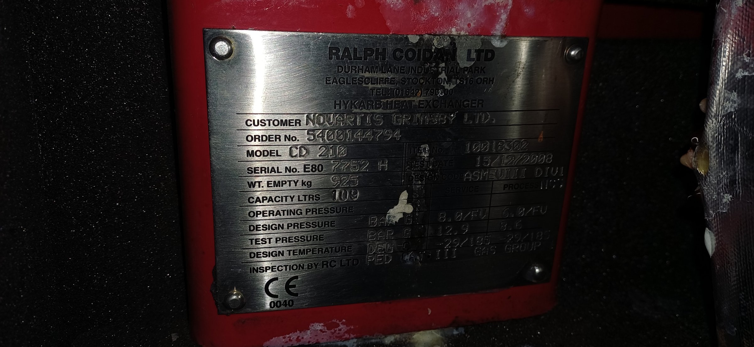 Ralph Coidan CD 210 Graphite Block Heat Exchanger - IPP# 242646