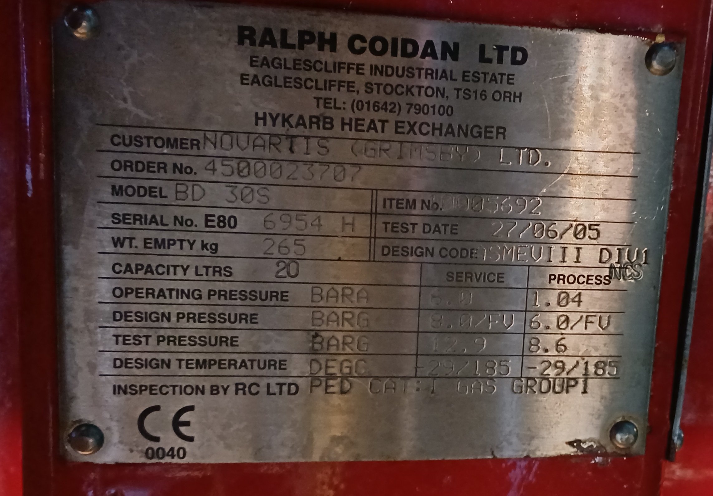 Ralph Coidan CBD 30S Graphite Block Heat Exchanger - IPP# 242679
