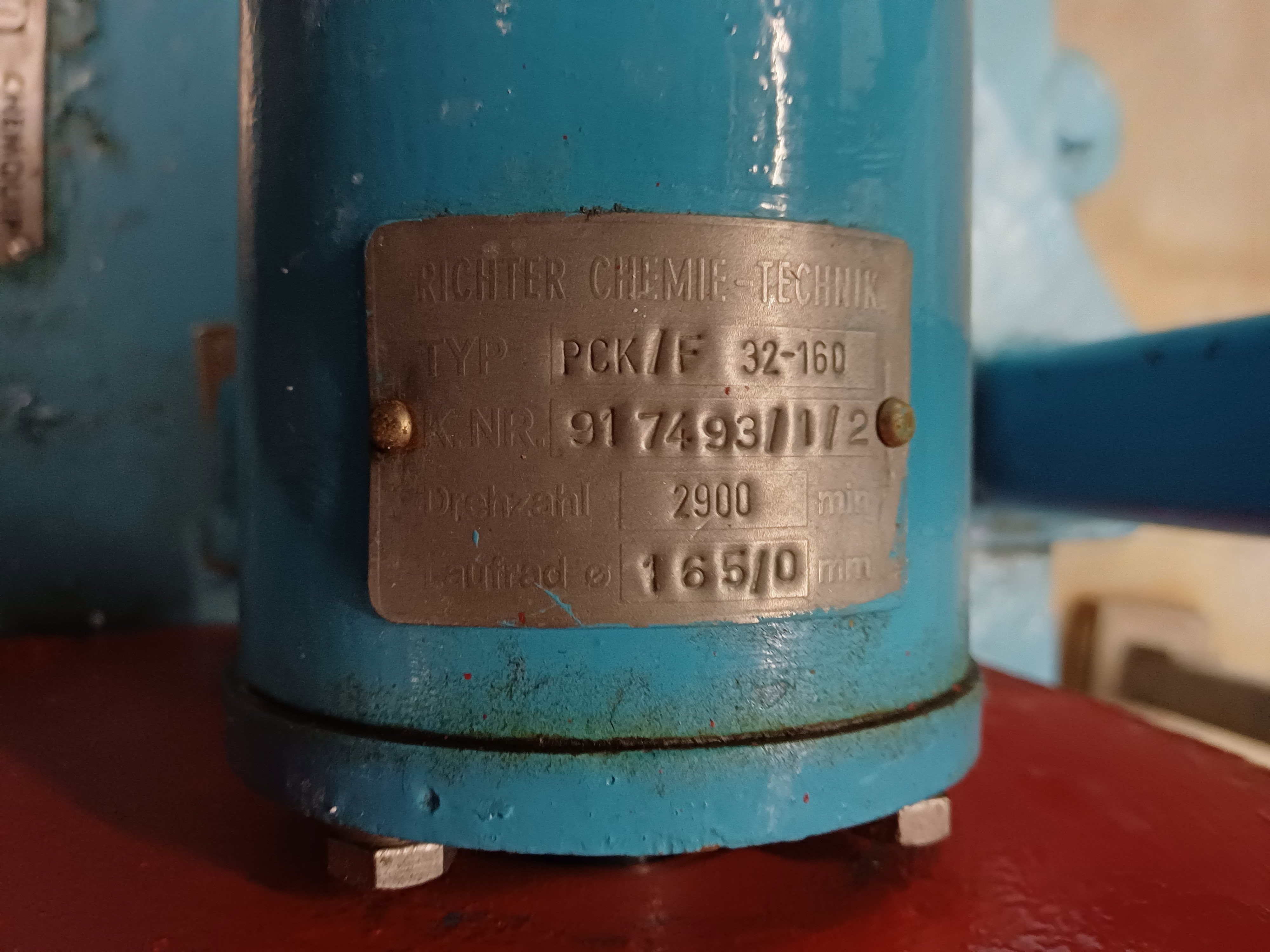 PFA lined Richter PCK/F 32-160 Centrifugal Pump - IPP# 242707