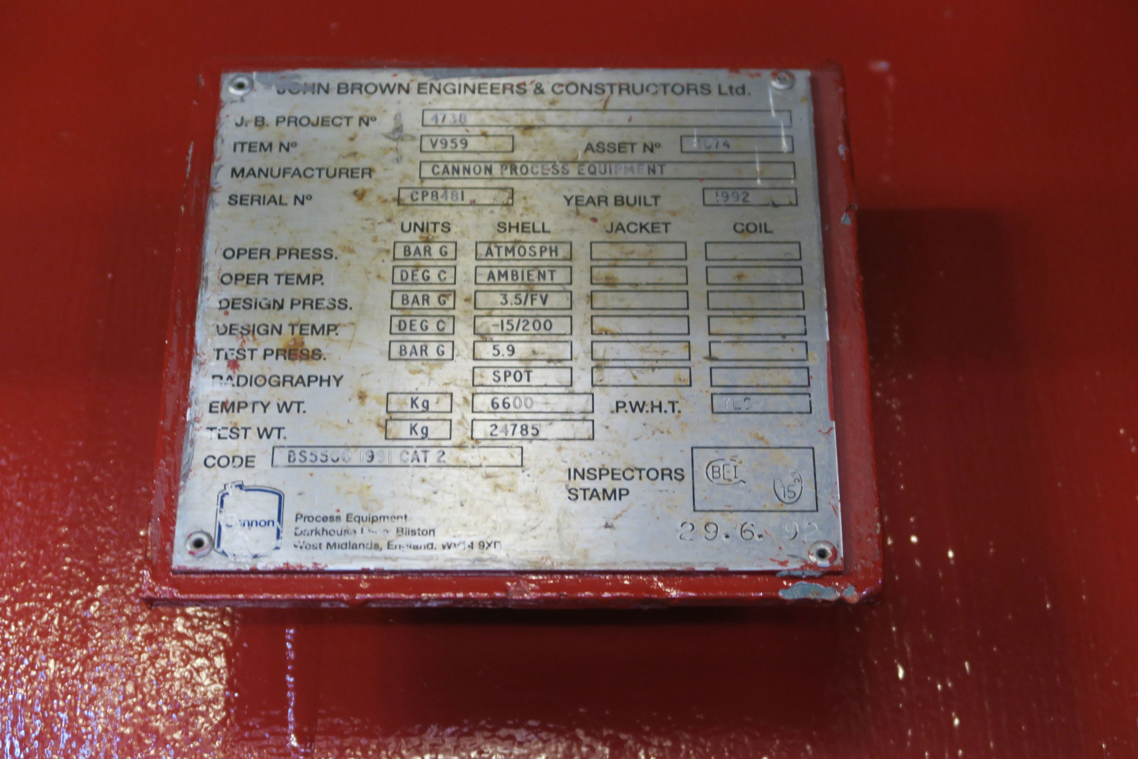 Glass lined Cannon  Tank - IPP# 242840