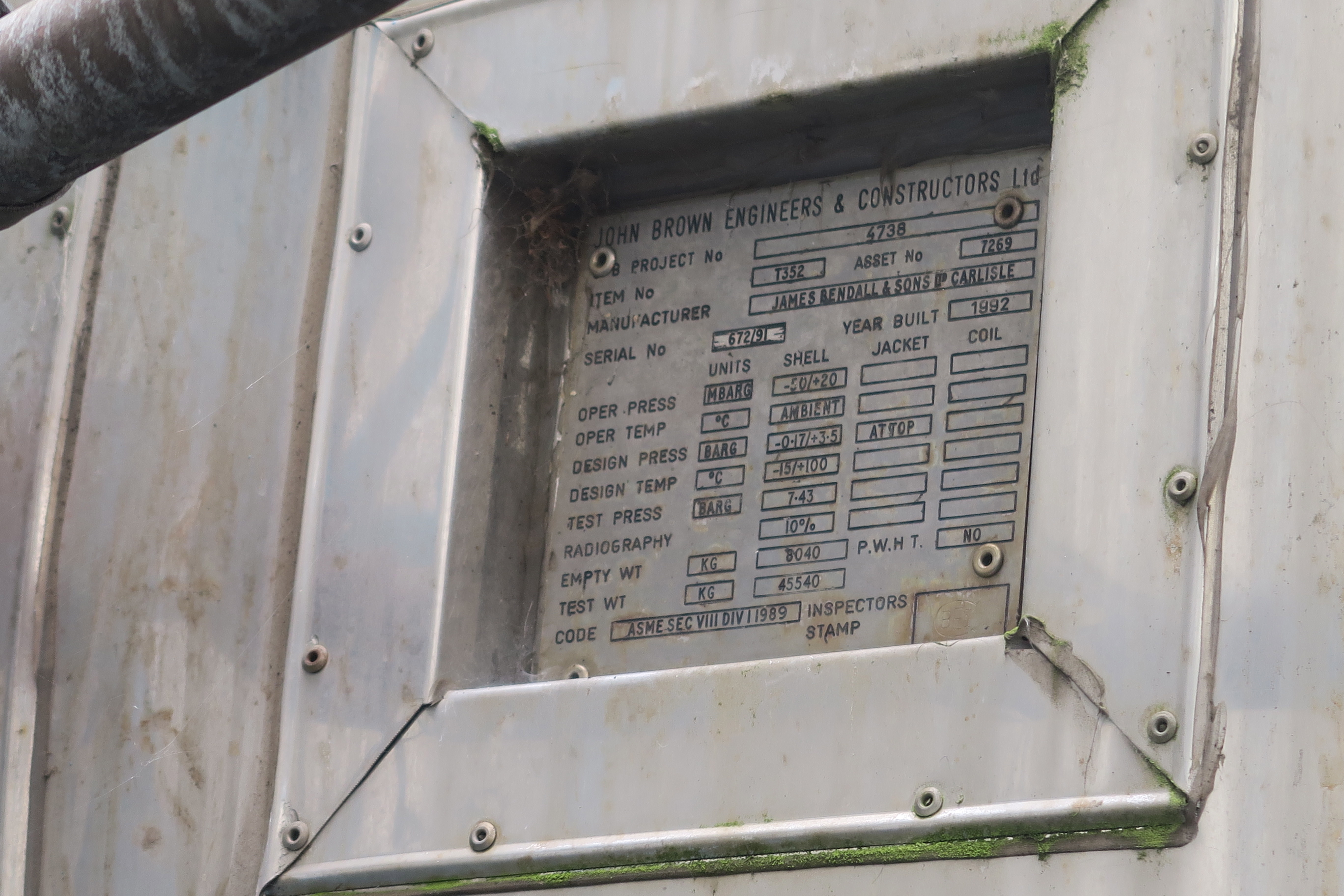 Stainless Steel 316L James Bendall & Sons Ltd Tank - IPP# 242894