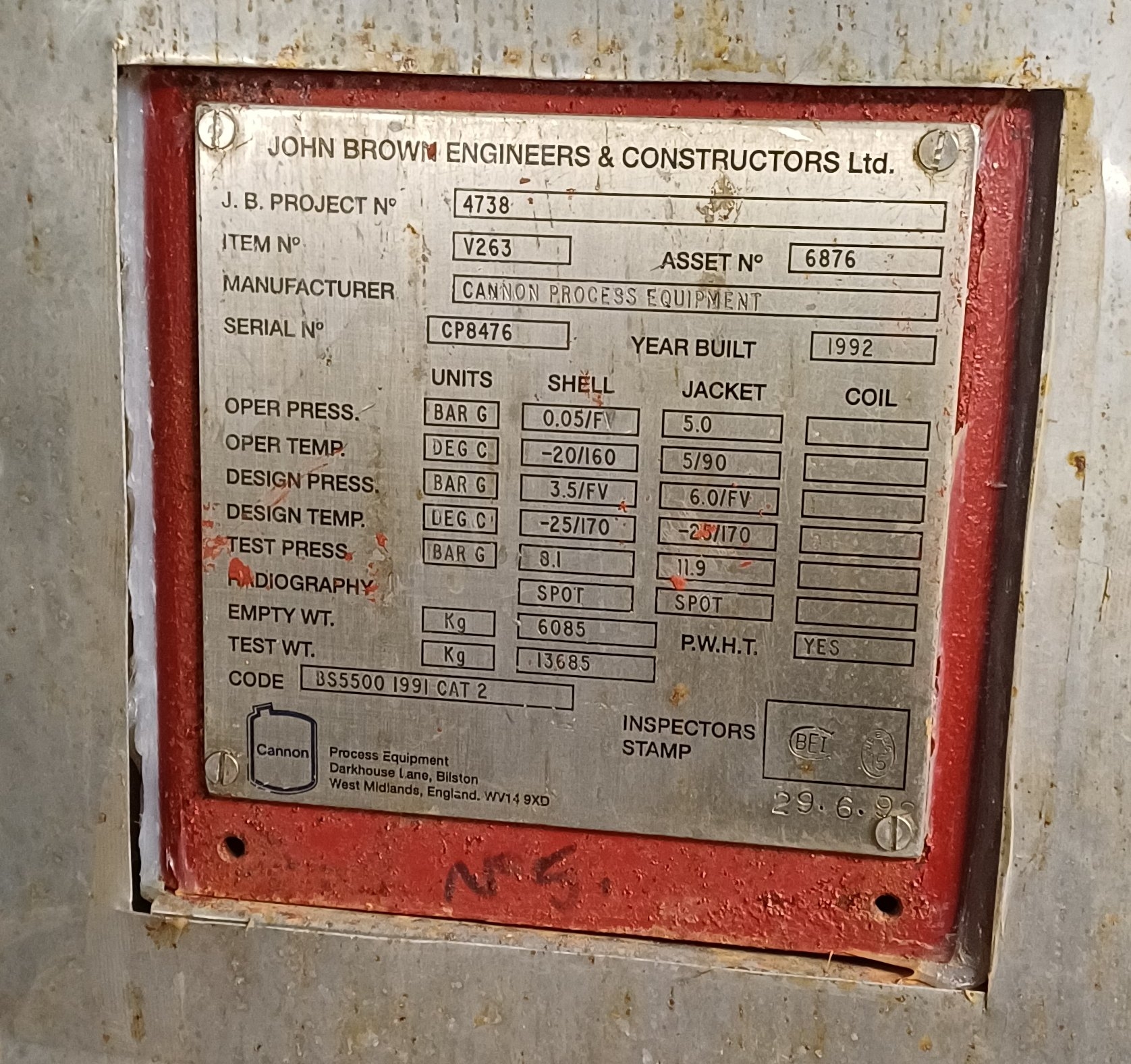 Glasslined Cannon Batch-Type Agitated Reactor - IPP# 242813