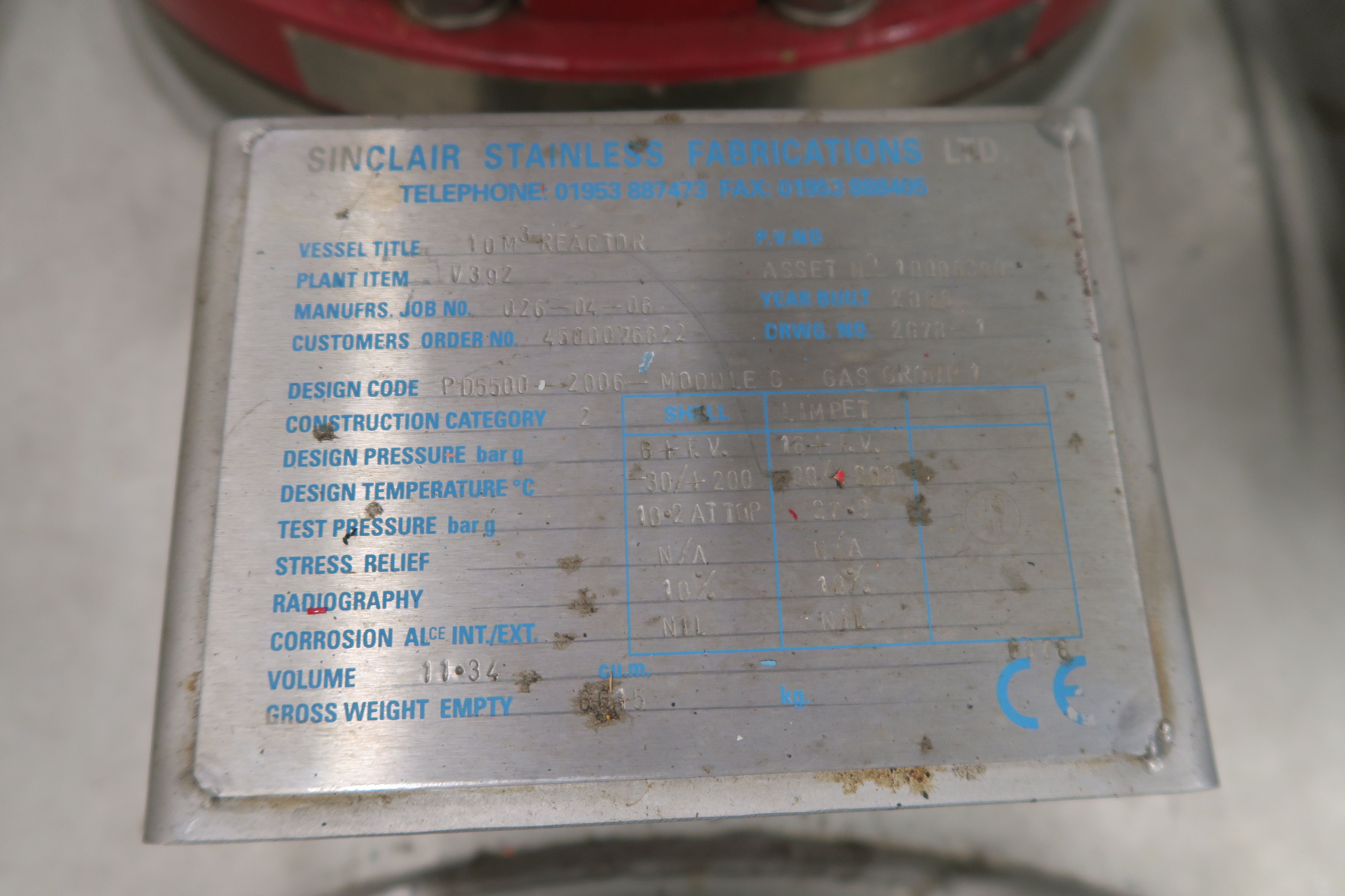  Batch-Type Agitated Reactor 11,350 L (3,000 gallons) Stainless Steel 316 For Sale - IPP# 243347