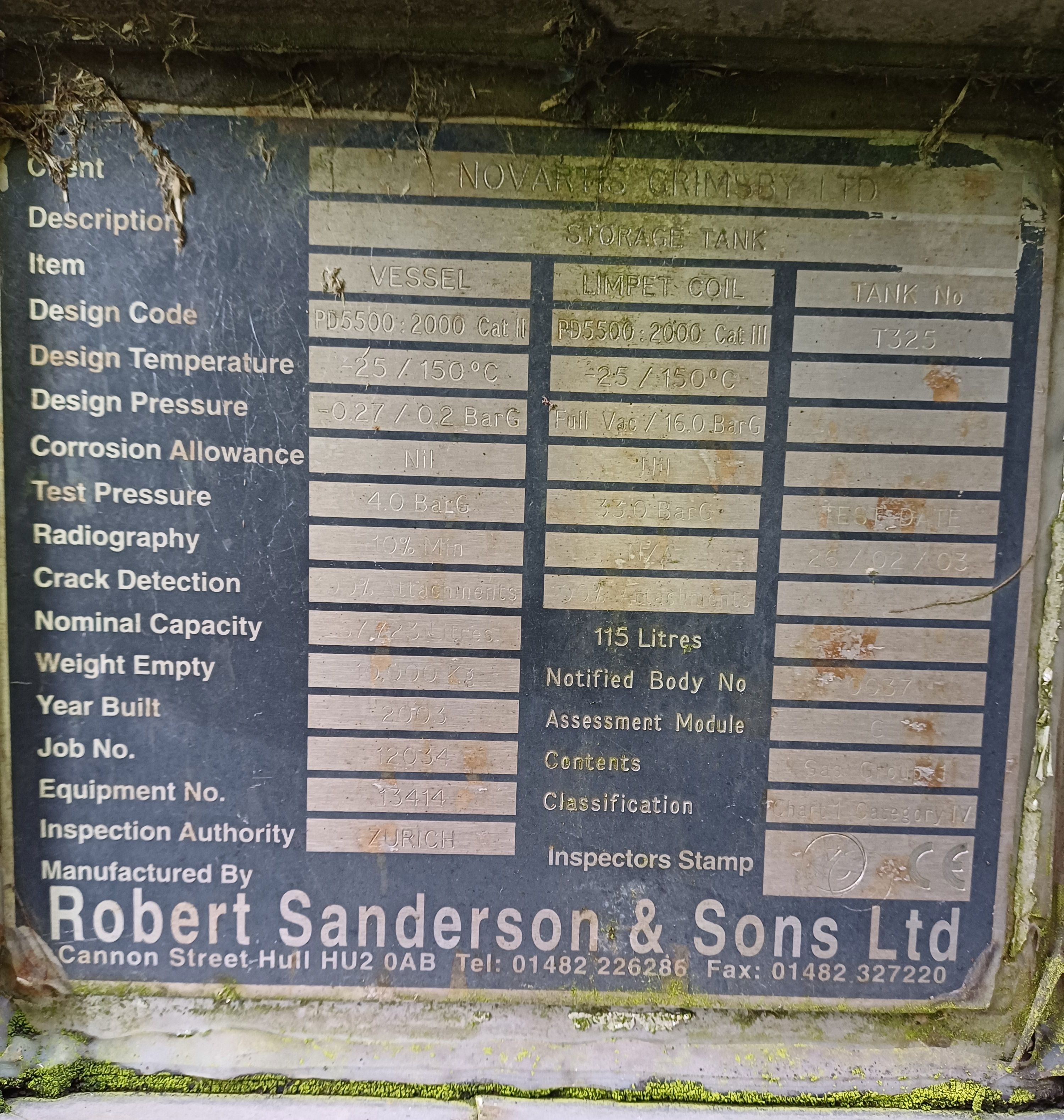   Tank 67,700 L (17,900 gallons) Stainless Steel 316 For Sale - IPP# 243398