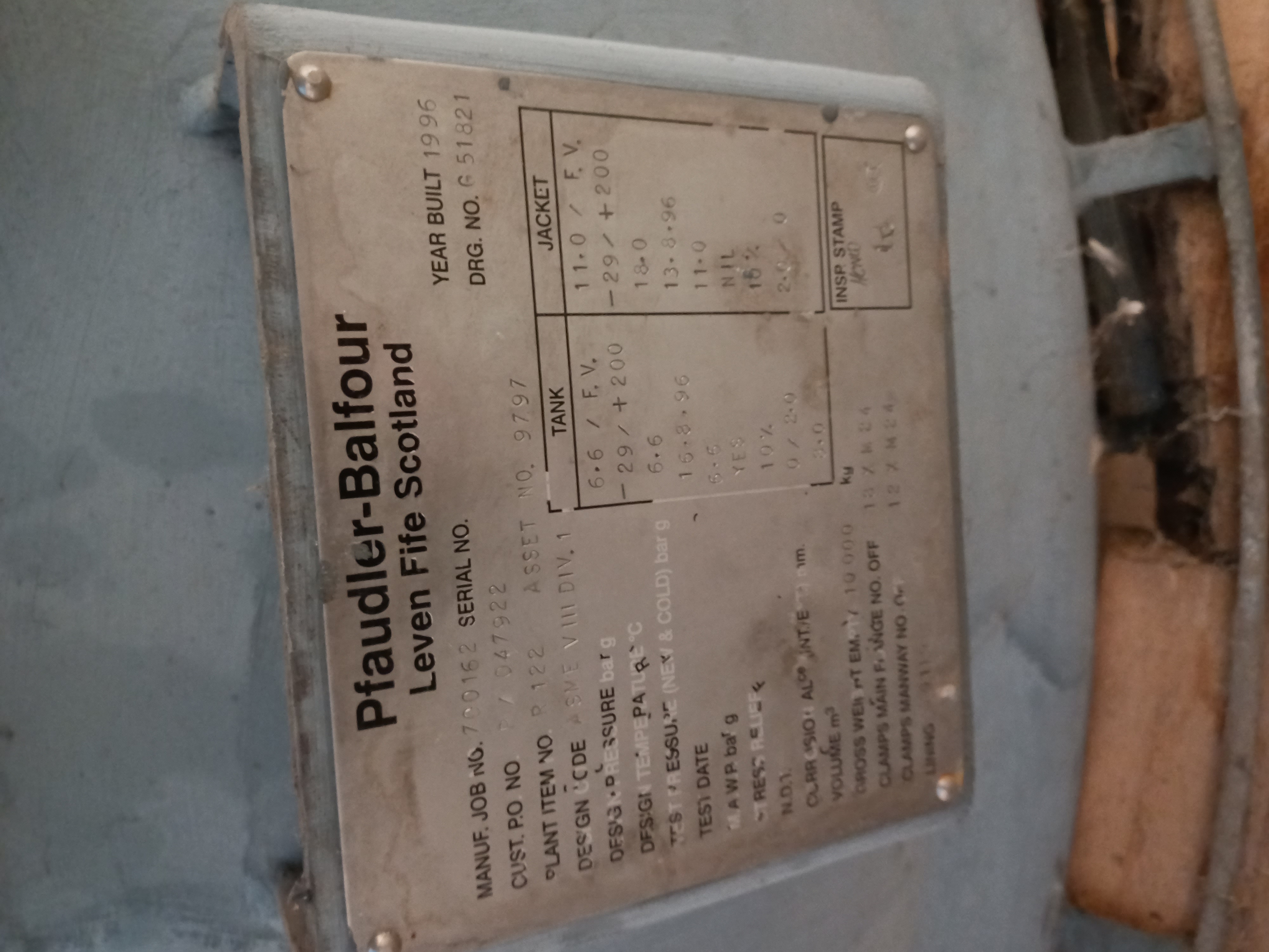 Glasslined Pfaudler Batch-Type Agitated Reactor - IPP# 243465