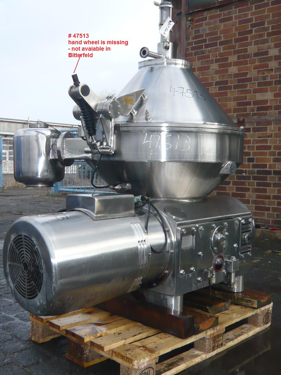 IPP# 47513, 22 kW (29.5 HP)  Stainless Steel Other  Centrifuge-Disc Bowl For Sale