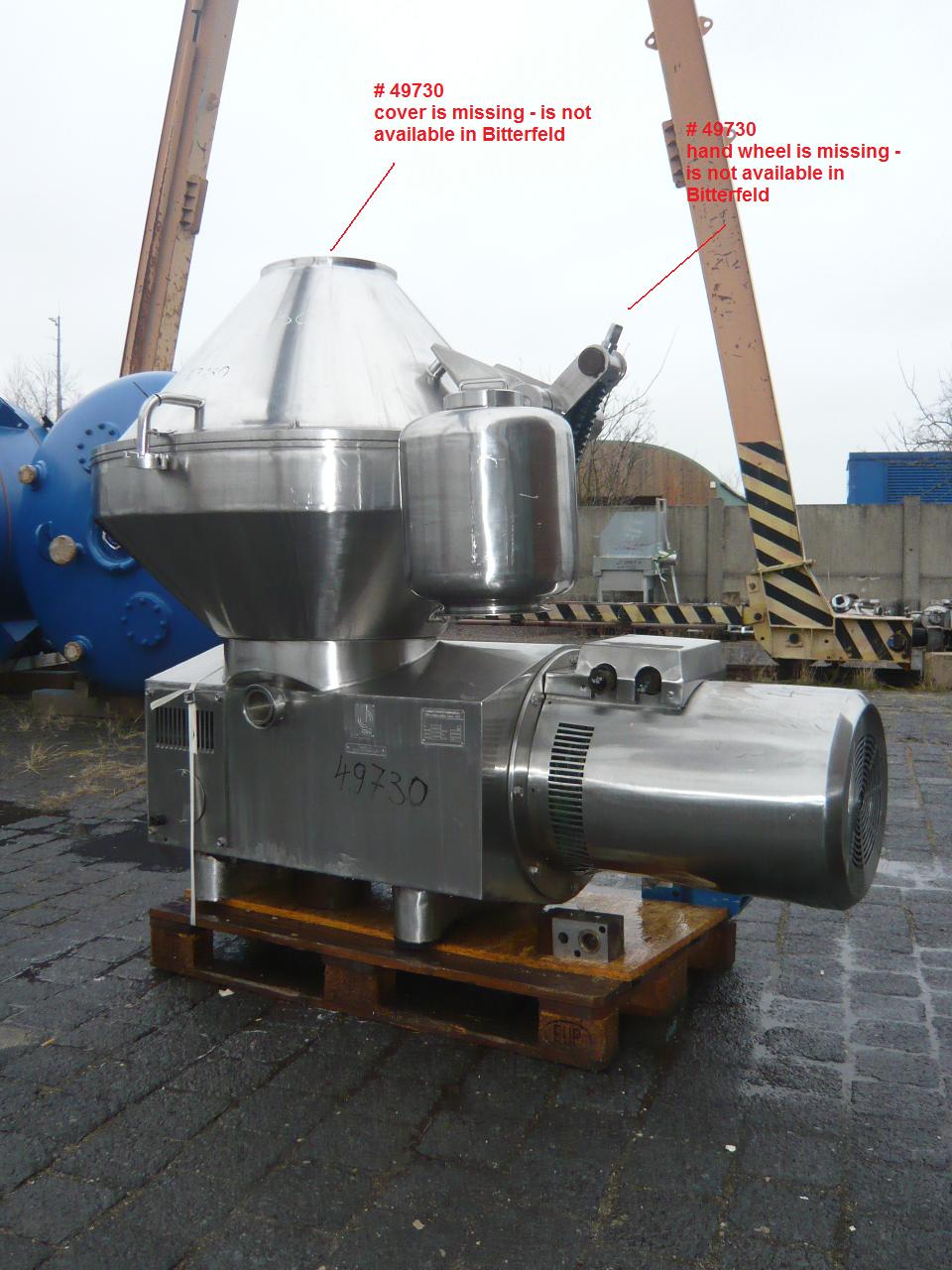 IPP# 49730, 37 kW (49.6 HP)  Stainless Steel Other  Centrifuge-Disc Bowl For Sale