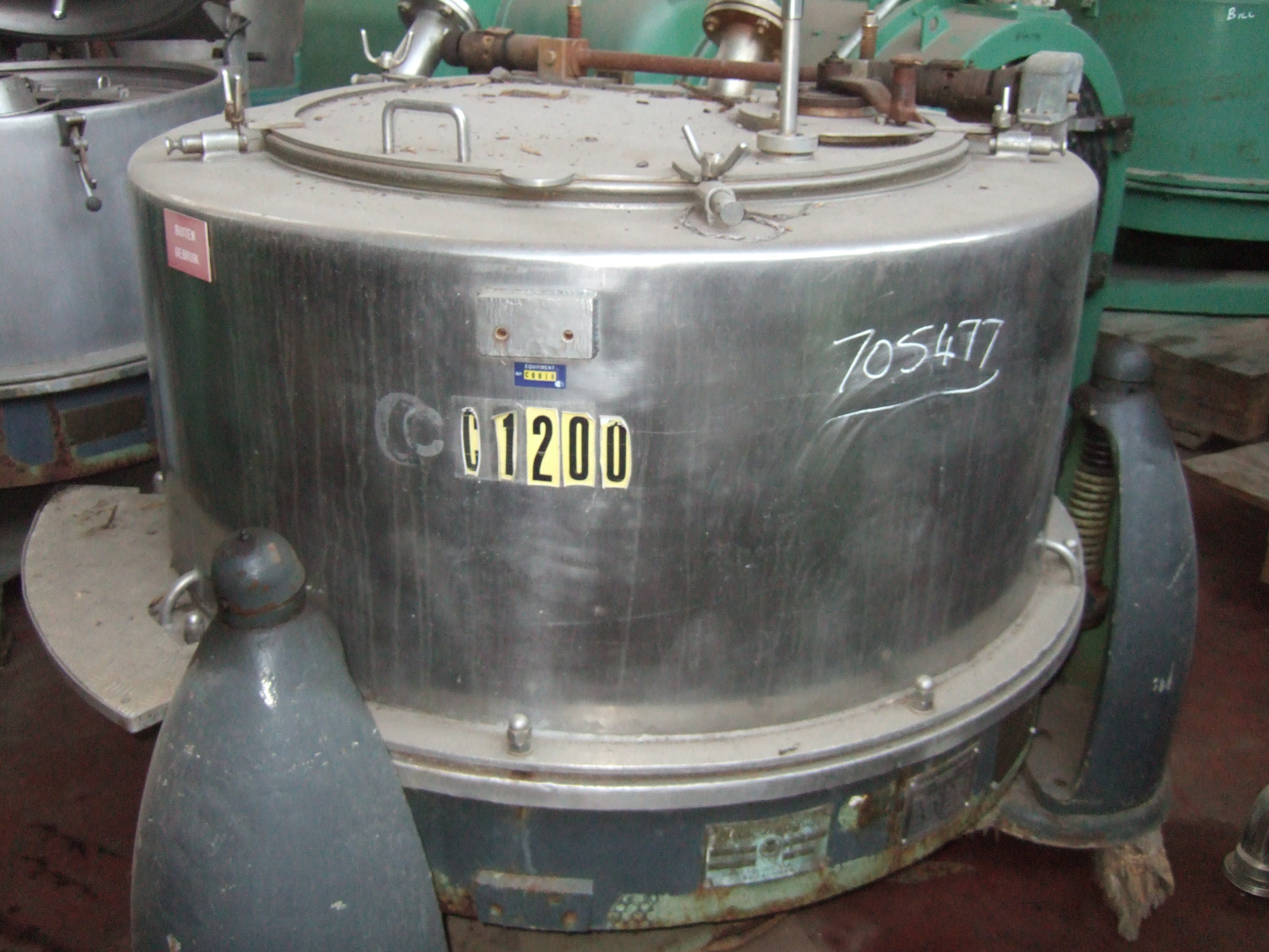 IPP# 705477, 1,200 mm (47.2 in)  Stainless Steel Austentic Manual Discharge-Top Centrifuge-Basket For Sale