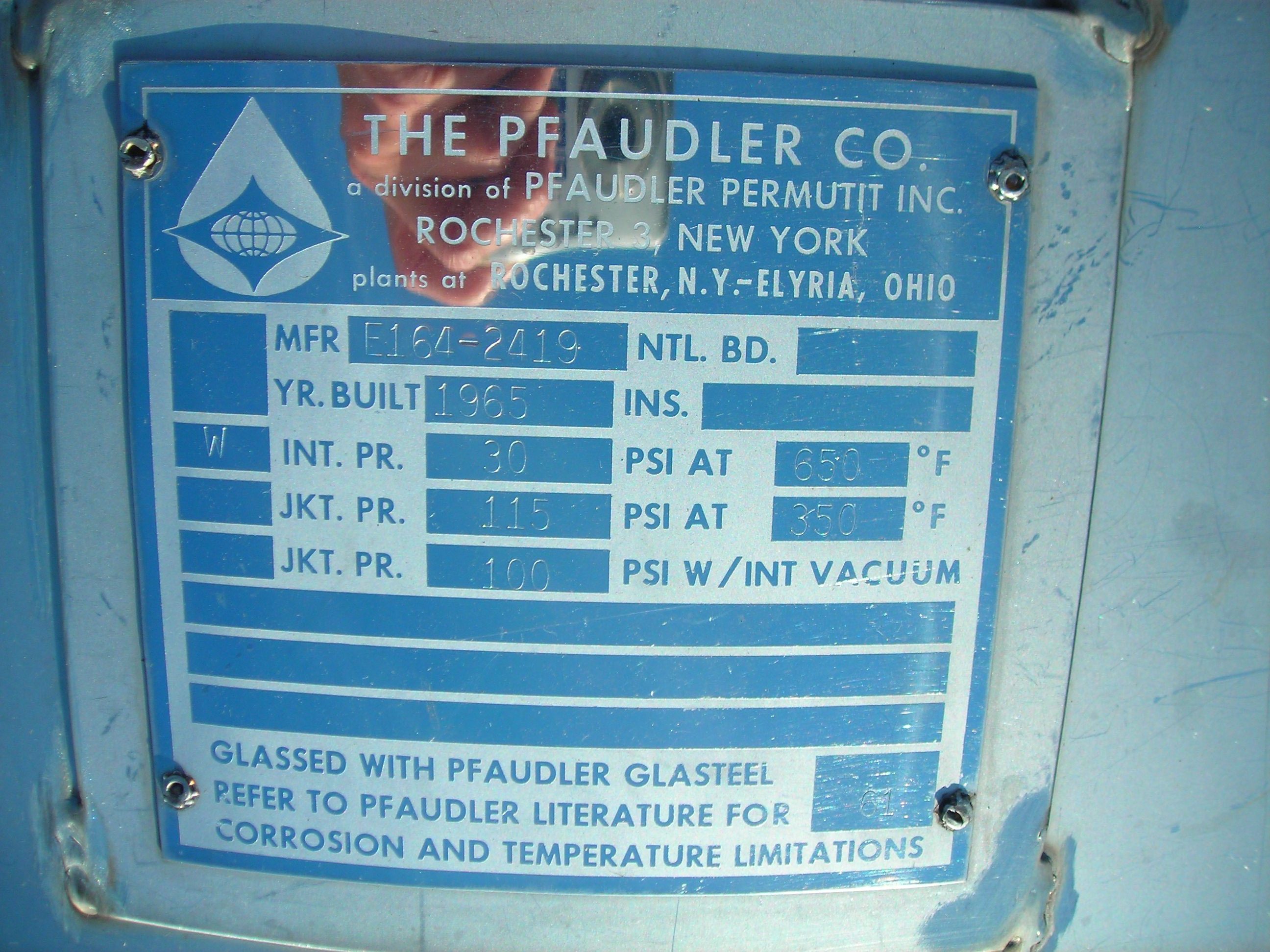 Glasslined Pfaudler  Tank - IPP# 85499