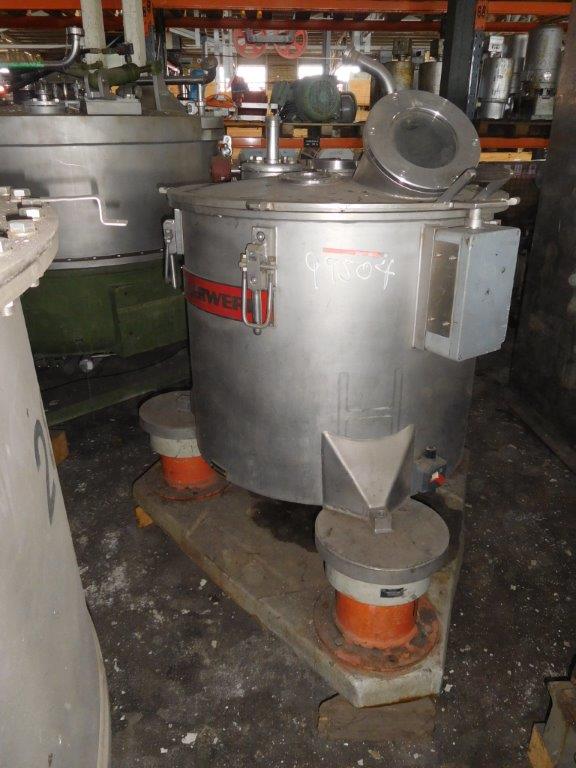 IPP# 99504, 500 mm (19.7 in)  Stainless Steel Austentic Manual Discharge-Top Centrifuge-Basket For Sale